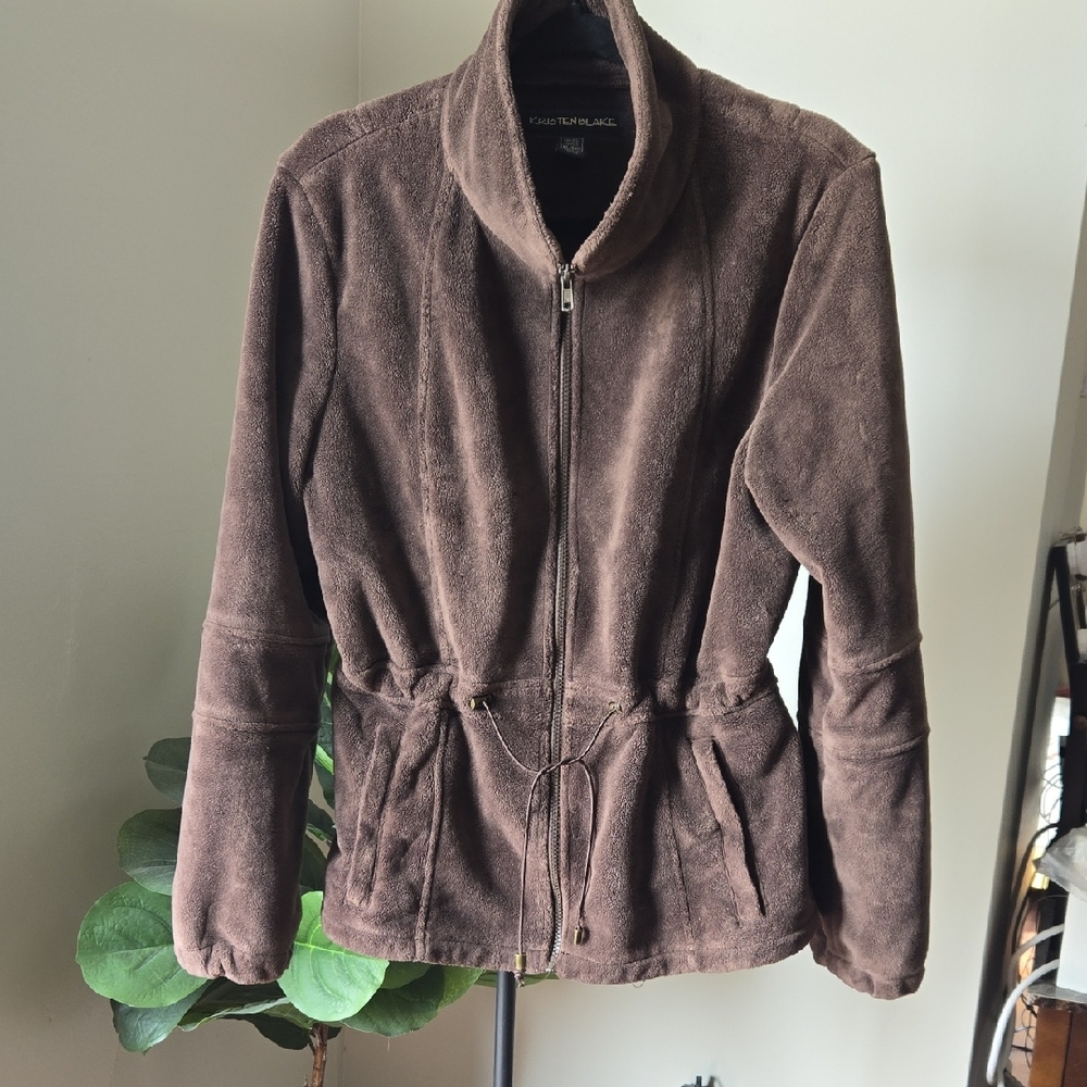 Vintage Kristen Blake Elegant Dark Brown Women's Soft Teddy Jacket